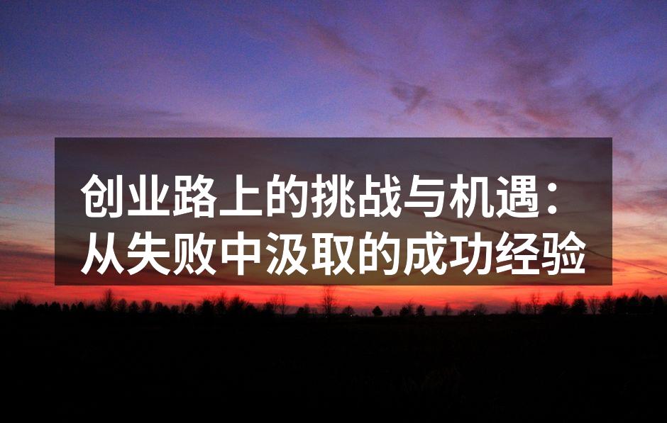 创业路上的挑战与机遇：从失败中汲取的成功经验