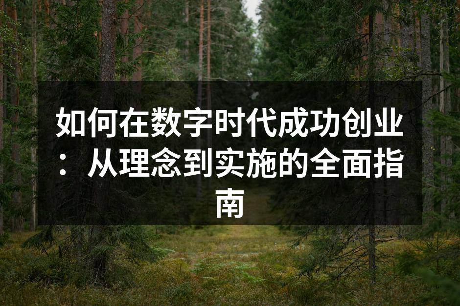 如何在数字时代成功创业：从理念到实施的全